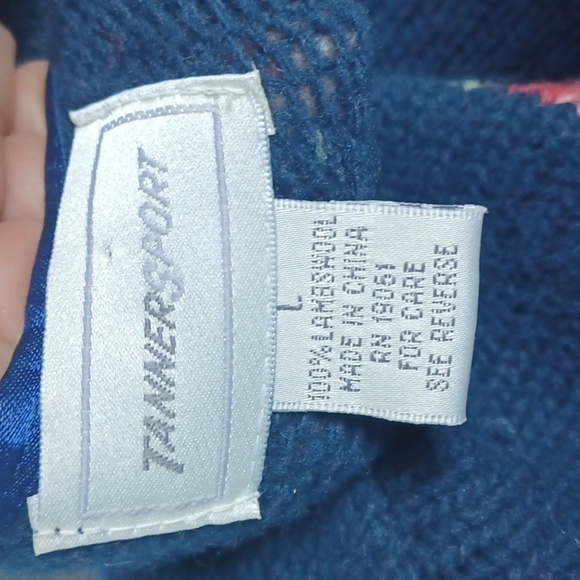 Vintage Tanner Sport Floral wool Cardigan Womens L V Neck Blue pink roses - Picture 5 of 6